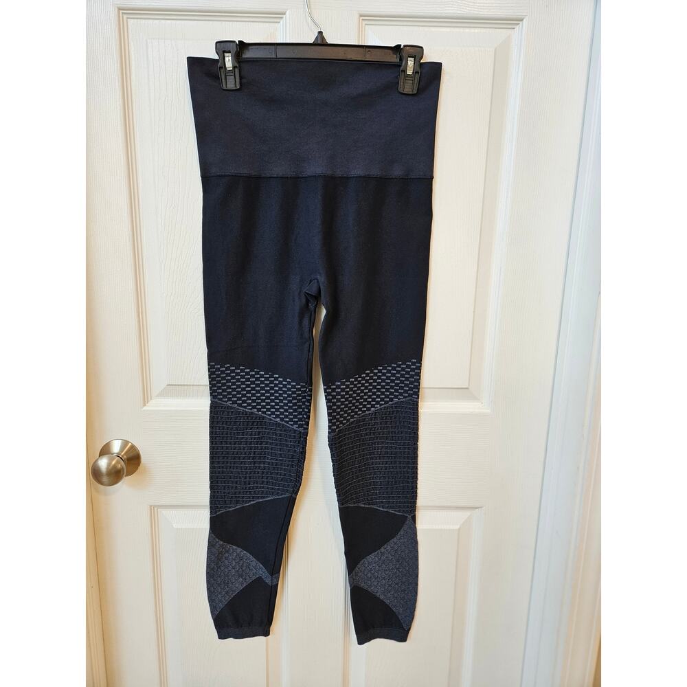 SPANX Seamless High Waisted Leggings XL Gray Black Textured Shaping Activewear